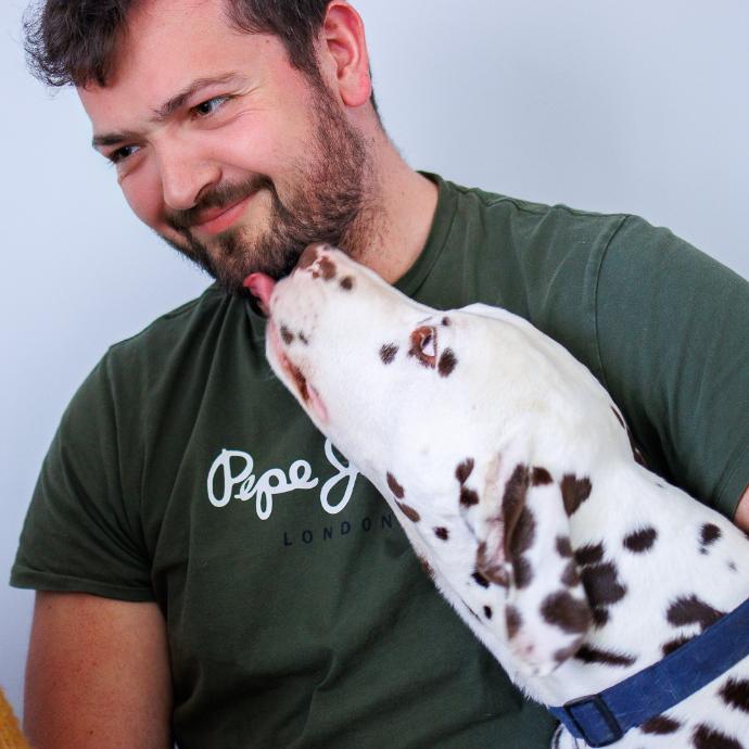 Portrait de Dalmatien et de son maitre